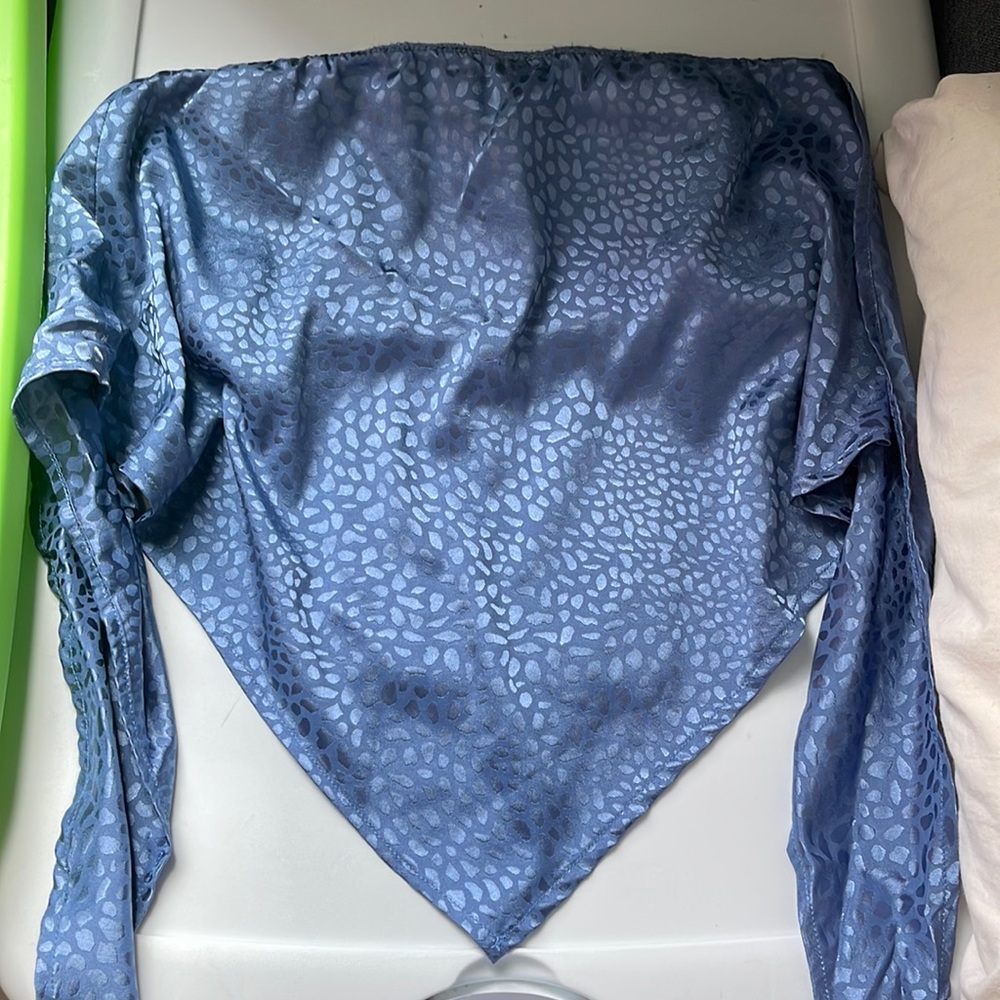 Strapless Blue Animal Print Top